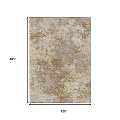 10' X 14' Brown And Beige Abstract Washable Indoor Outdoor Area Rug HomeRoots