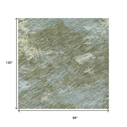 8' X 10' Fern Green And Beige Abstract Washable Indoor Outdoor Area Rug HomeRoots