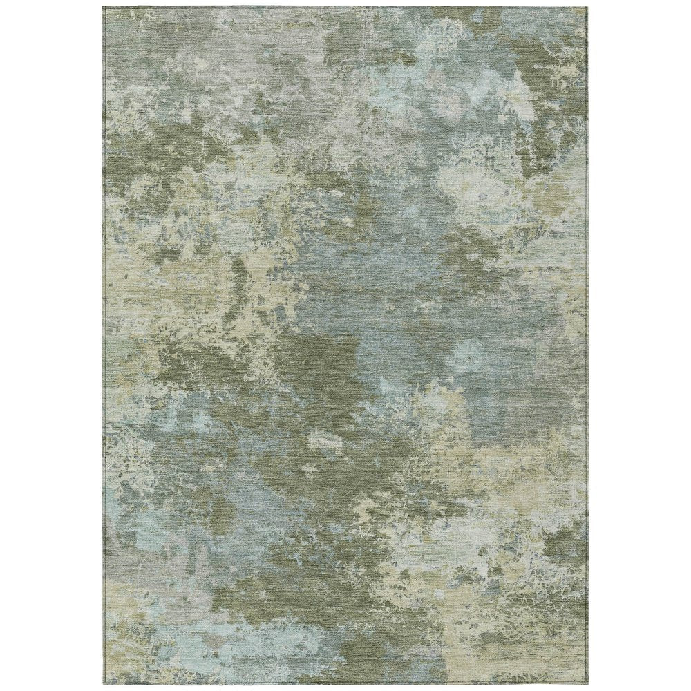 8' X 10' Fern Green And Beige Abstract Washable Indoor Outdoor Area Rug HomeRoots