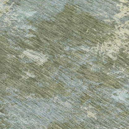 9' X 12' Fern Green And Beige Abstract Washable Indoor Outdoor Area Rug HomeRoots