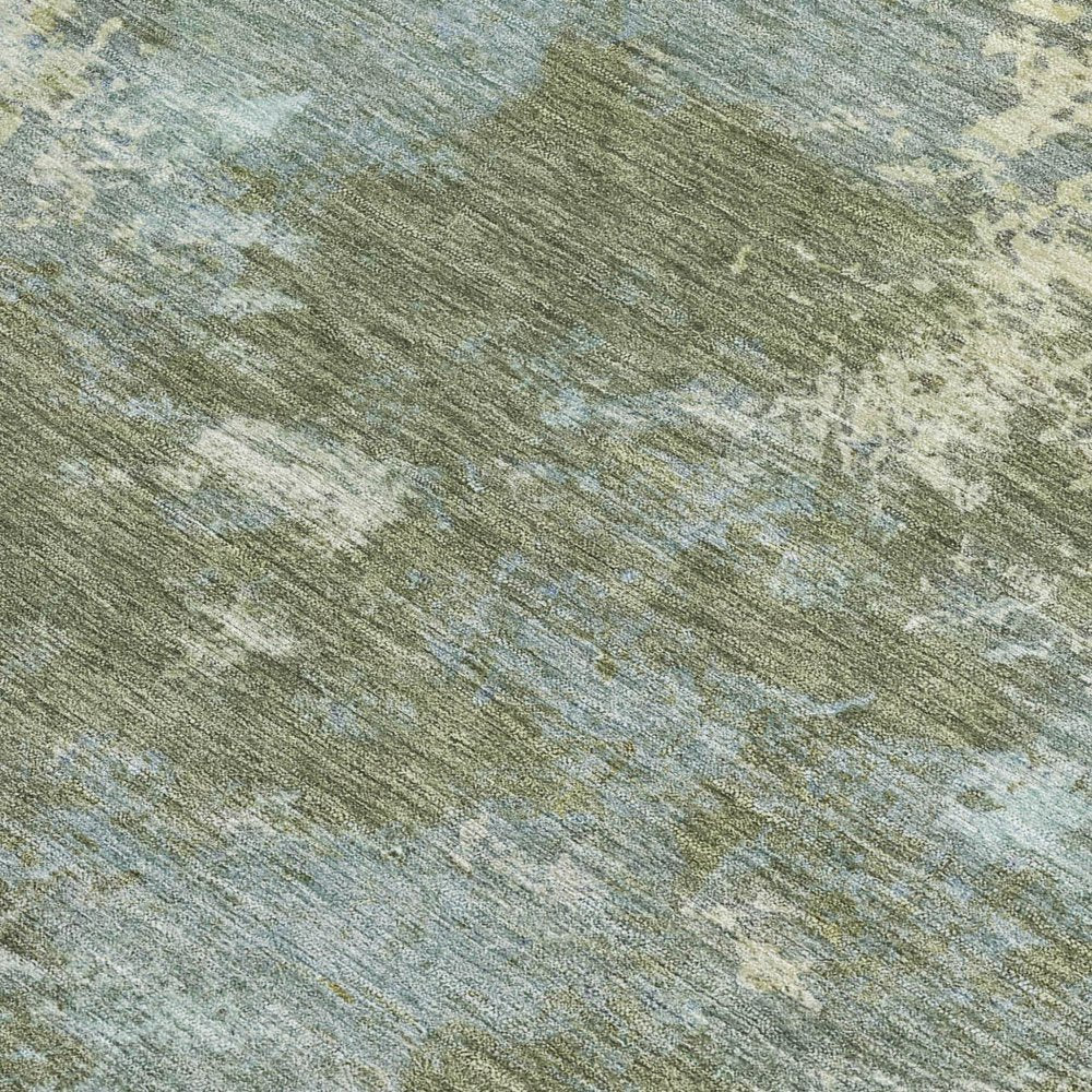 9' X 12' Fern Green And Beige Abstract Washable Indoor Outdoor Area Rug HomeRoots