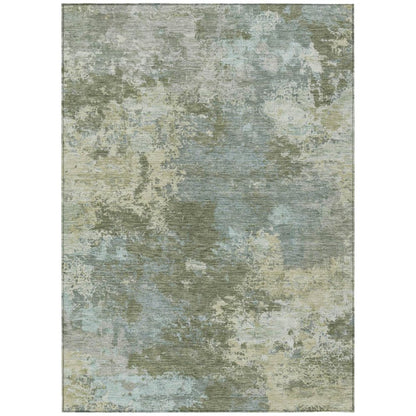9' X 12' Fern Green And Beige Abstract Washable Indoor Outdoor Area Rug HomeRoots