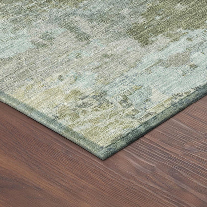 9' X 12' Fern Green And Beige Abstract Washable Indoor Outdoor Area Rug HomeRoots