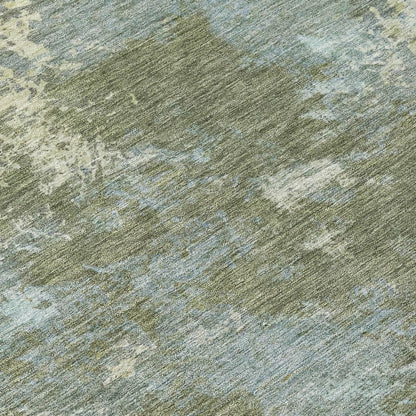 9' X 12' Fern Green And Beige Abstract Washable Indoor Outdoor Area Rug HomeRoots