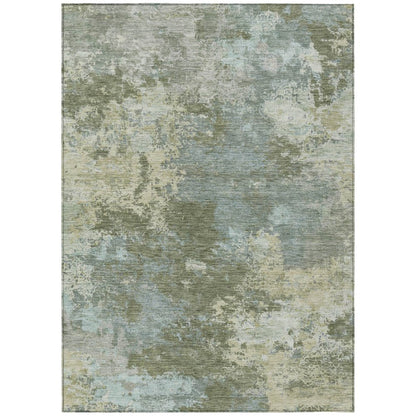 10' X 14' Fern Green And Beige Abstract Washable Indoor Outdoor Area Rug HomeRoots