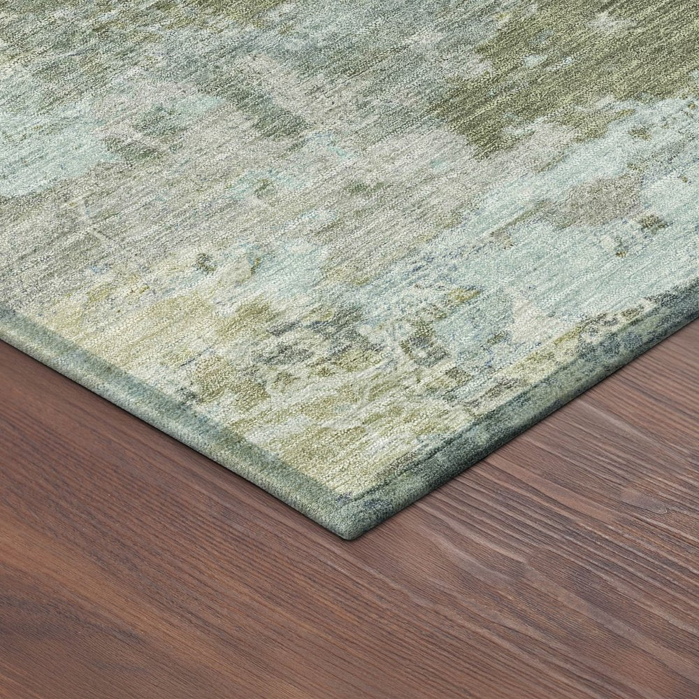 10' X 14' Fern Green And Beige Abstract Washable Indoor Outdoor Area Rug HomeRoots