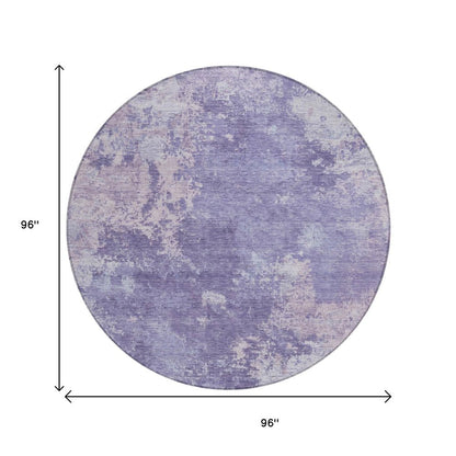 8' Plum And Gray Round Abstract Washable Indoor Outdoor Area Rug HomeRoots