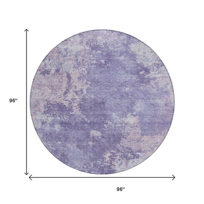 8' Plum And Gray Round Abstract Washable Indoor Outdoor Area Rug HomeRoots