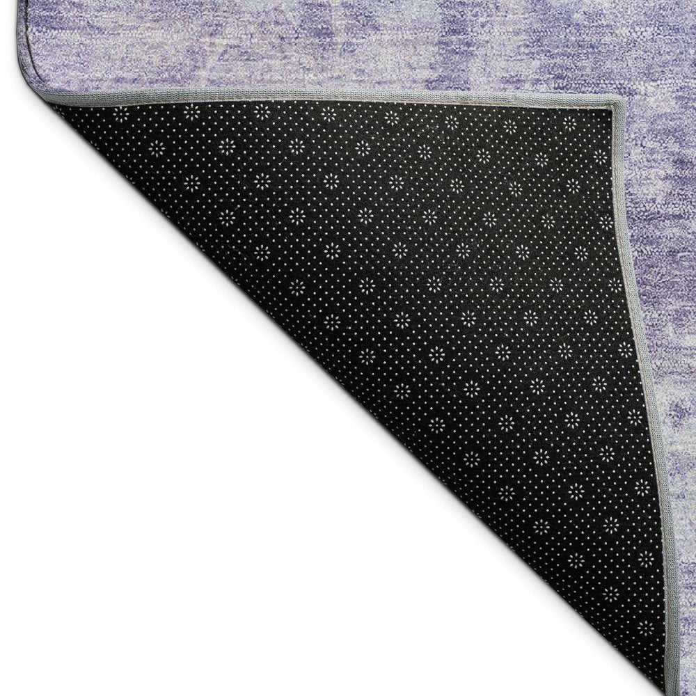 8' Plum And Gray Round Abstract Washable Indoor Outdoor Area Rug HomeRoots