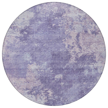 8' Plum And Gray Round Abstract Washable Indoor Outdoor Area Rug HomeRoots