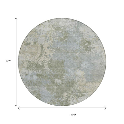 8' Sage And Gray Round Abstract Washable Indoor Outdoor Area Rug HomeRoots