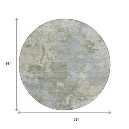 8' Sage And Gray Round Abstract Washable Indoor Outdoor Area Rug HomeRoots
