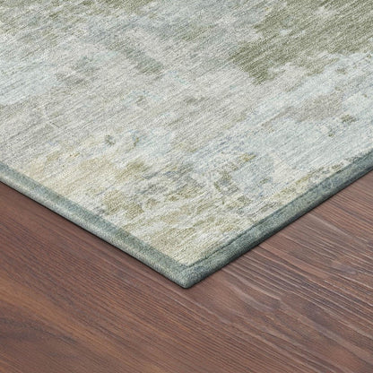 8' Sage And Gray Round Abstract Washable Indoor Outdoor Area Rug HomeRoots
