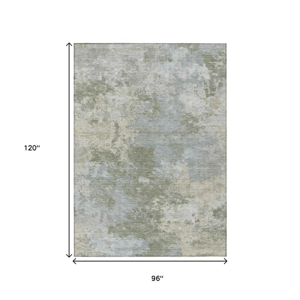 8' X 10' Sage And Gray Abstract Washable Indoor Outdoor Area Rug HomeRoots