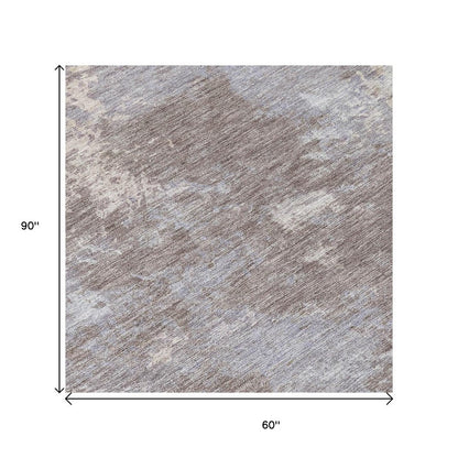 5' X 8' Taupe And Beige Abstract Washable Indoor Outdoor Area Rug HomeRoots