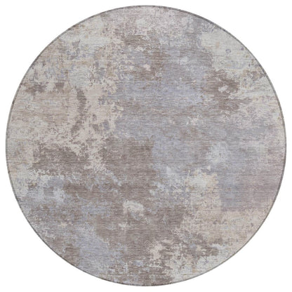 8' Taupe And Beige Round Abstract Washable Indoor Outdoor Area Rug HomeRoots