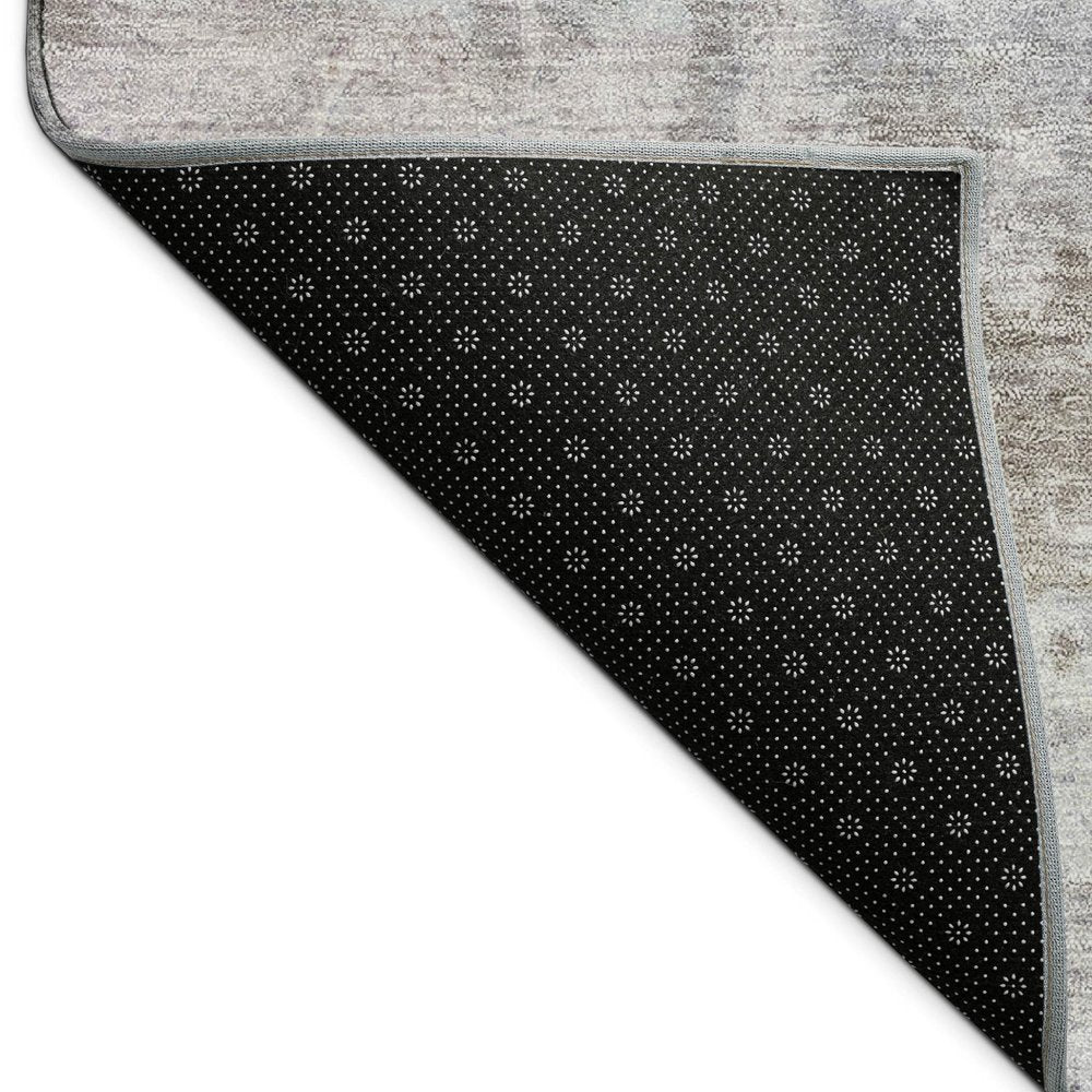 8' Taupe And Beige Round Abstract Washable Indoor Outdoor Area Rug