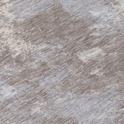 8' Taupe And Beige Round Abstract Washable Indoor Outdoor Area Rug