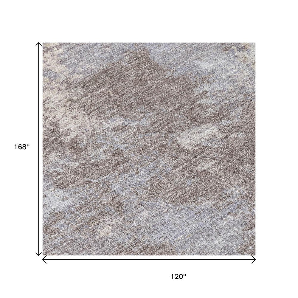 10' X 14' Taupe And Beige Abstract Washable Indoor Outdoor Area Rug HomeRoots