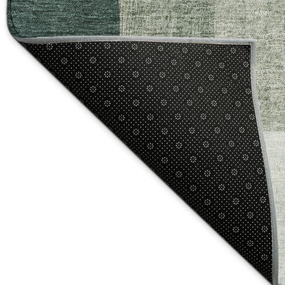 8' Sage And Ivory Round Geometric Washable Indoor Outdoor Area Rug HomeRoots