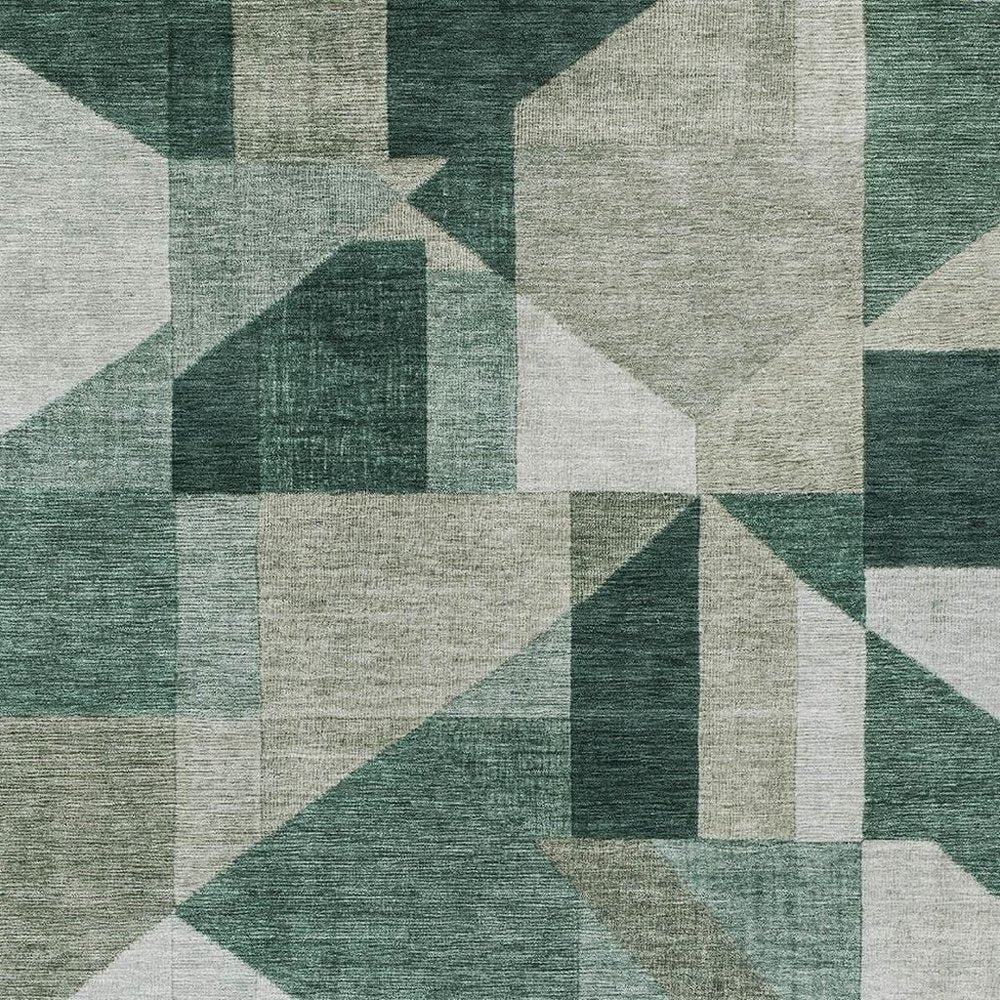 8' X 10' Sage And Ivory Geometric Washable Indoor Outdoor Area Rug HomeRoots