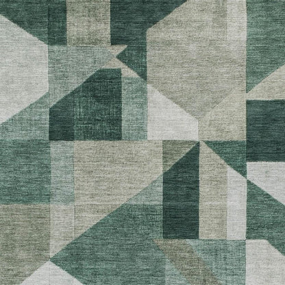 8' X 10' Sage And Ivory Geometric Washable Indoor Outdoor Area Rug HomeRoots
