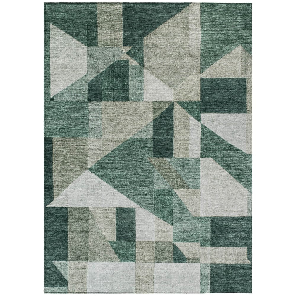 8' X 10' Sage And Ivory Geometric Washable Indoor Outdoor Area Rug HomeRoots