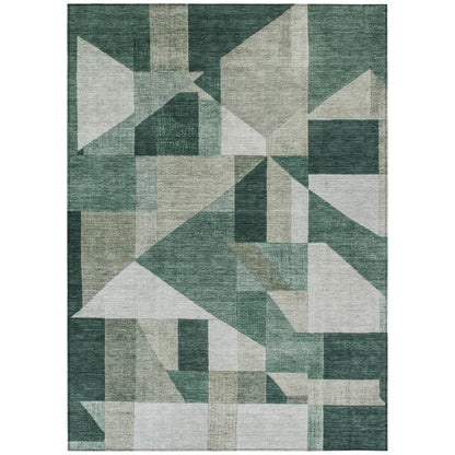8' X 10' Sage And Ivory Geometric Washable Indoor Outdoor Area Rug HomeRoots