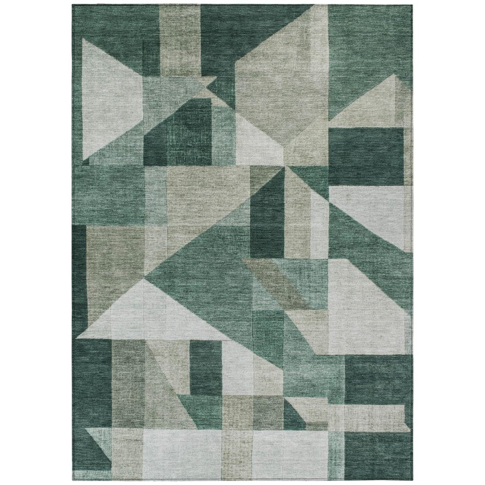 9' X 12' Sage And Ivory Geometric Washable Indoor Outdoor Area Rug HomeRoots