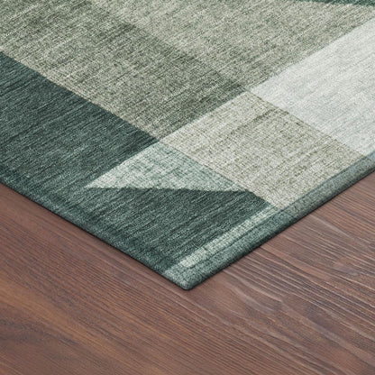 9' X 12' Sage And Ivory Geometric Washable Indoor Outdoor Area Rug HomeRoots