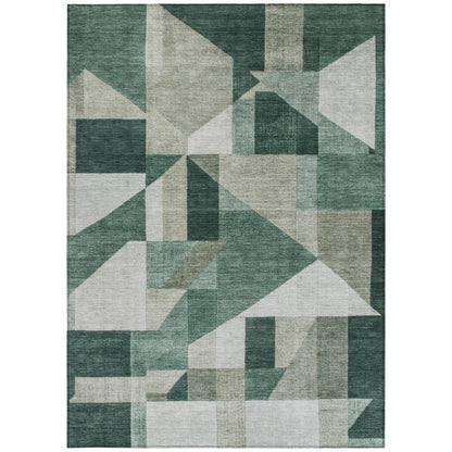 10' X 14' Sage And Ivory Geometric Washable Indoor Outdoor Area Rug HomeRoots