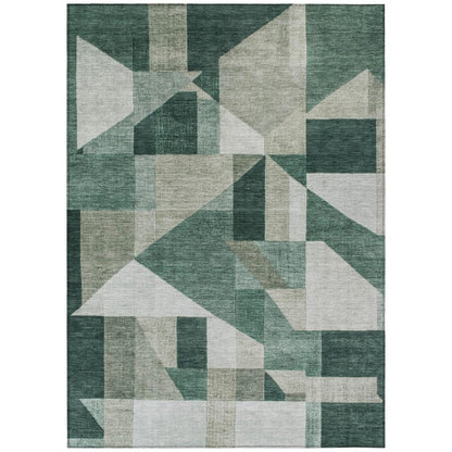 10' X 14' Sage And Ivory Geometric Washable Indoor Outdoor Area Rug HomeRoots