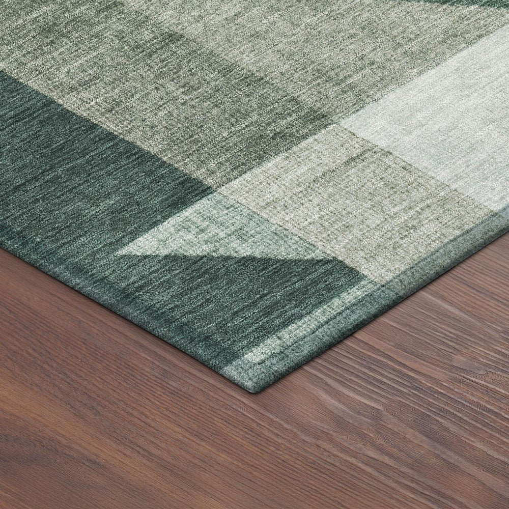 10' X 14' Sage And Ivory Geometric Washable Indoor Outdoor Area Rug HomeRoots