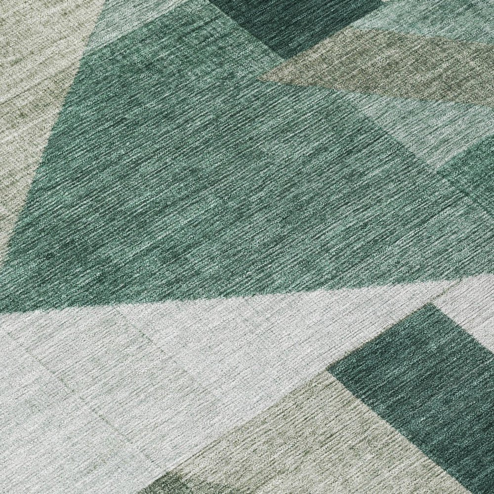10' X 14' Sage And Ivory Geometric Washable Indoor Outdoor Area Rug HomeRoots