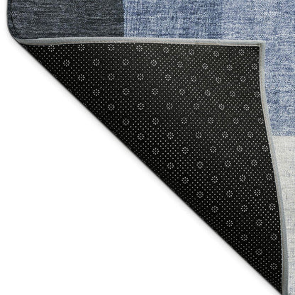 3' X 5' Blue And Ivory Geometric Washable Indoor Outdoor Area Rug HomeRoots