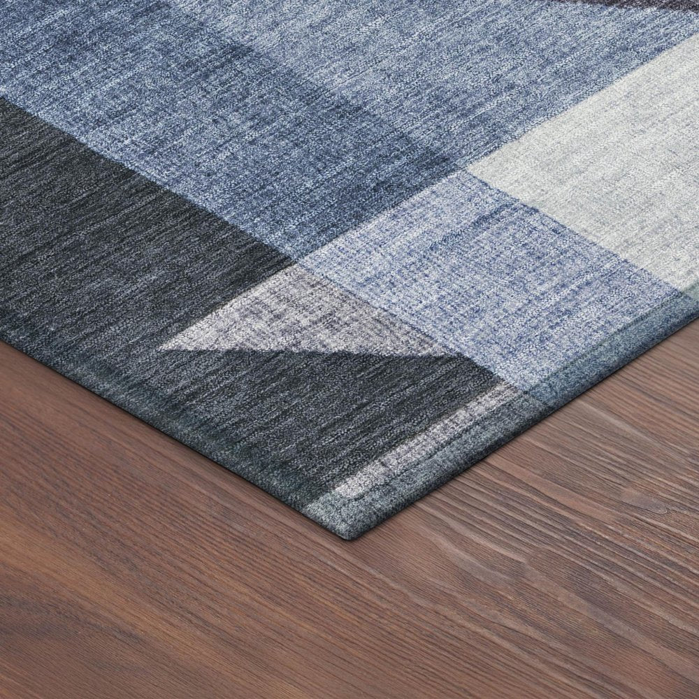 3' X 5' Blue And Ivory Geometric Washable Indoor Outdoor Area Rug HomeRoots