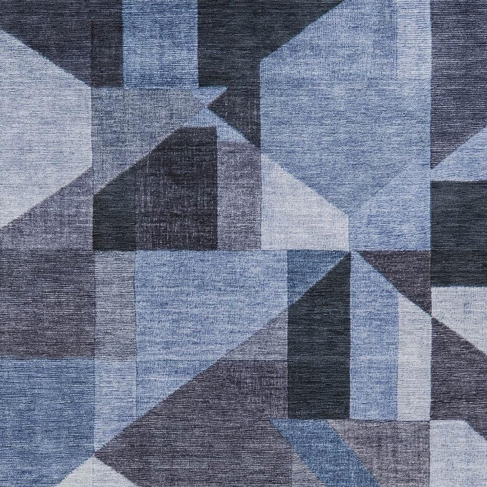 5' X 8' Blue And Ivory Geometric Washable Indoor Outdoor Area Rug HomeRoots