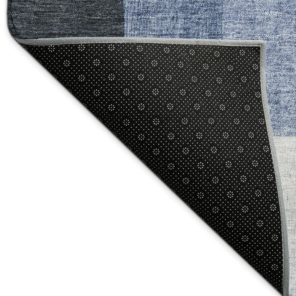 8' Blue And Ivory Round Geometric Washable Indoor Outdoor Area Rug HomeRoots