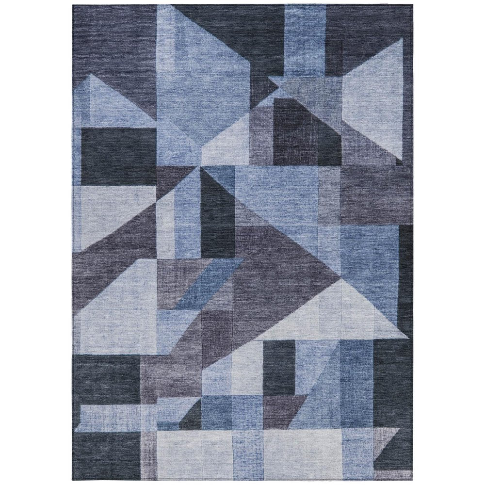 8' X 10' Blue And Ivory Geometric Washable Indoor Outdoor Area Rug HomeRoots