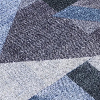 8' X 10' Blue And Ivory Geometric Washable Indoor Outdoor Area Rug HomeRoots