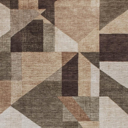 8' X 10' Brown And Beige Geometric Washable Indoor Outdoor Area Rug HomeRoots