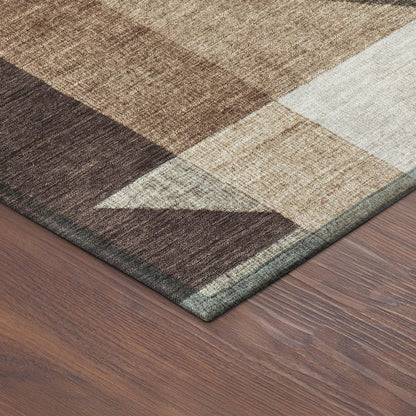 8' X 10' Brown And Beige Geometric Washable Indoor Outdoor Area Rug HomeRoots