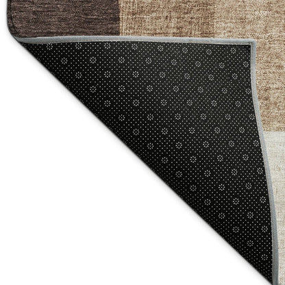 9' X 12' Brown And Beige Geometric Washable Indoor Outdoor Area Rug HomeRoots