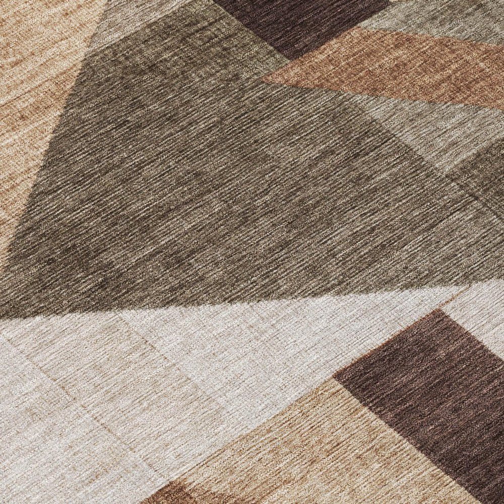 9' X 12' Brown And Beige Geometric Washable Indoor Outdoor Area Rug HomeRoots