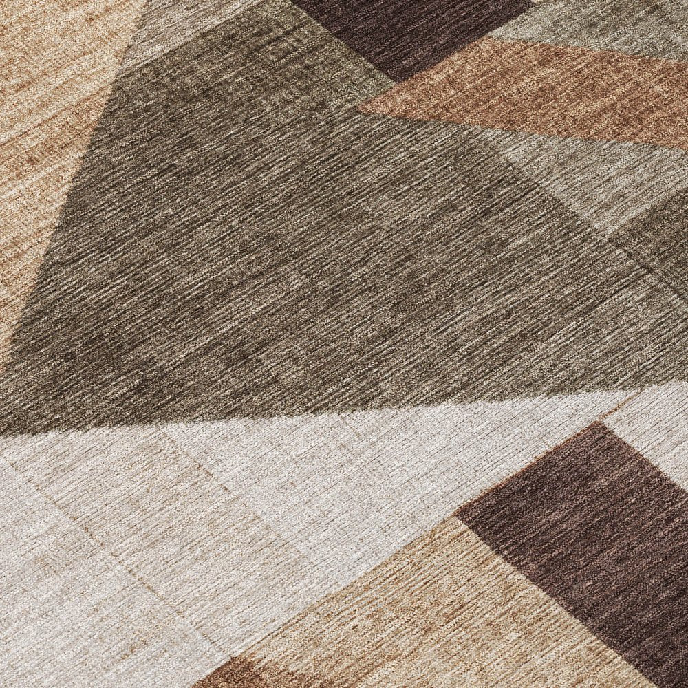 9' X 12' Brown And Beige Geometric Washable Indoor Outdoor Area Rug HomeRoots