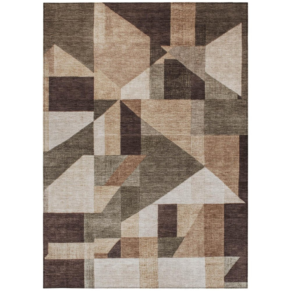10' X 14' Brown And Beige Geometric Washable Indoor Outdoor Area Rug HomeRoots