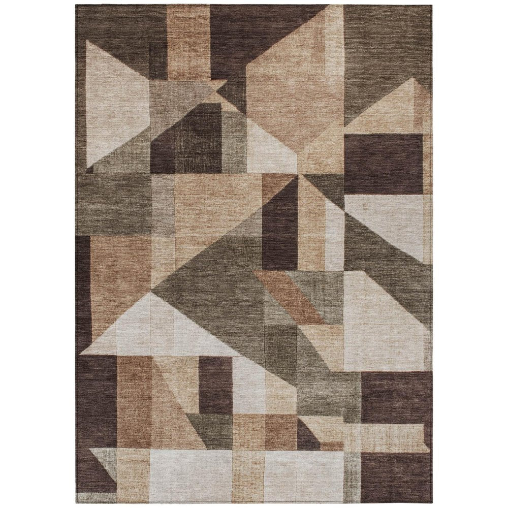 10' X 14' Brown And Beige Geometric Washable Indoor Outdoor Area Rug HomeRoots