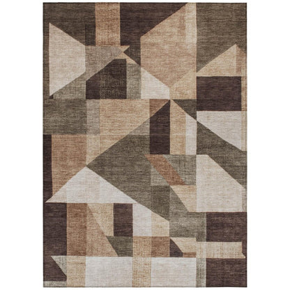 10' X 14' Brown And Beige Geometric Washable Indoor Outdoor Area Rug HomeRoots