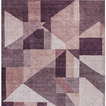3' X 5' Eggplant And Ivory Geometric Washable Indoor Outdoor Area Rug HomeRoots