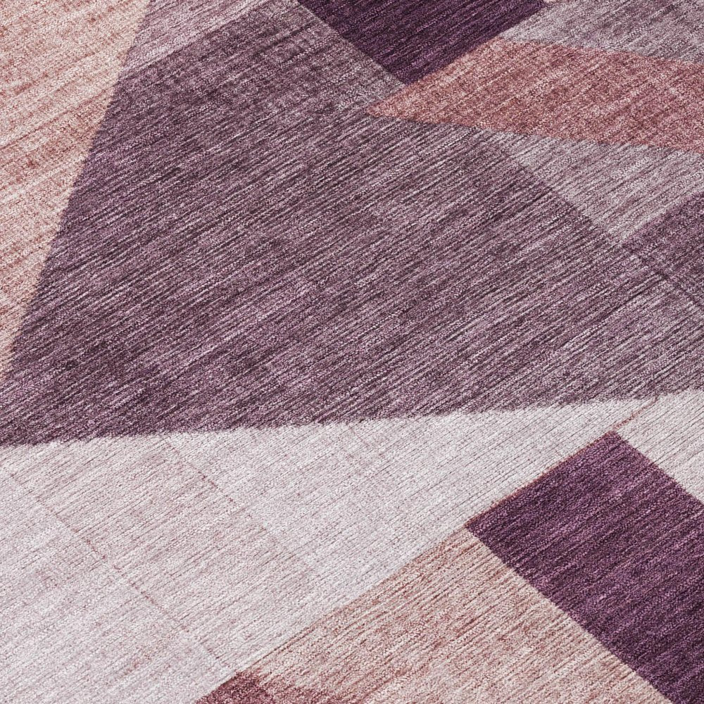3' X 5' Eggplant And Ivory Geometric Washable Indoor Outdoor Area Rug HomeRoots